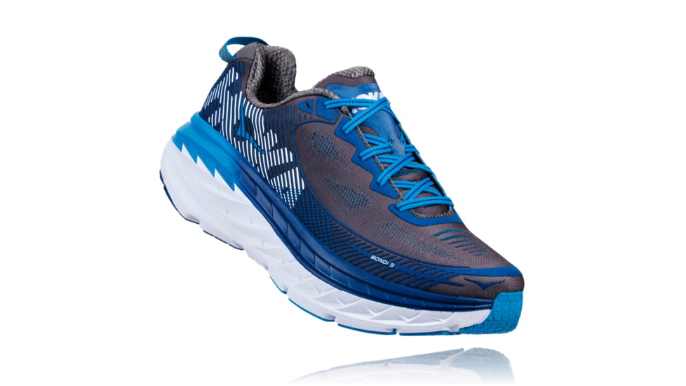 Hoka Men's Bondi 5 Road Running Shoe, Charcoal Gray/True Blue, 7 US, 1014757-CGTB-7