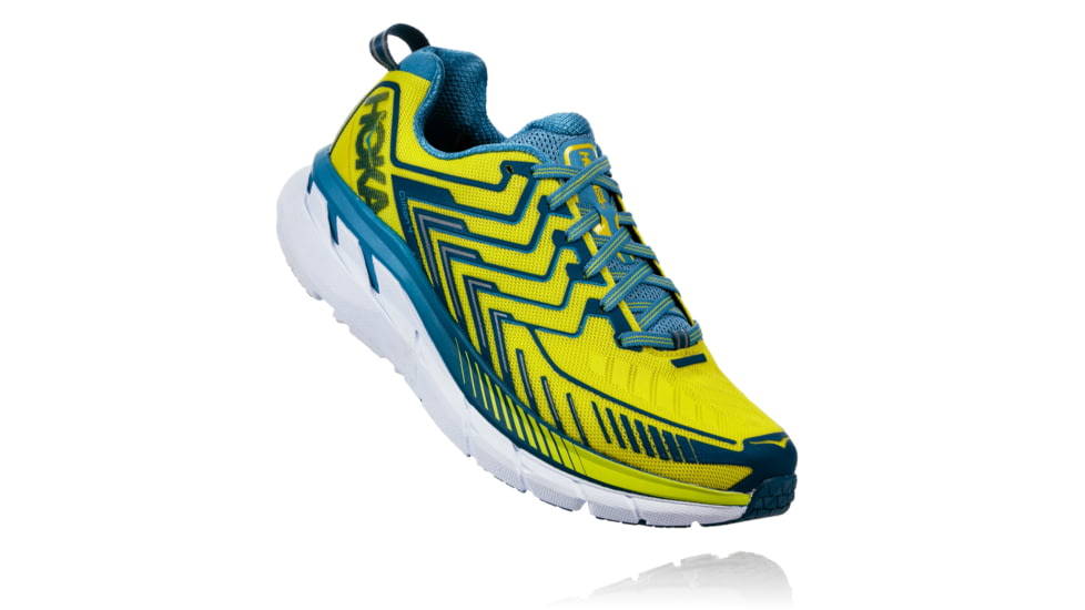 Hoka Men's Clifton 4 Road Running Shoe, Sulphur Spring/Midnight, 7 US, 1016723-SSMD-7