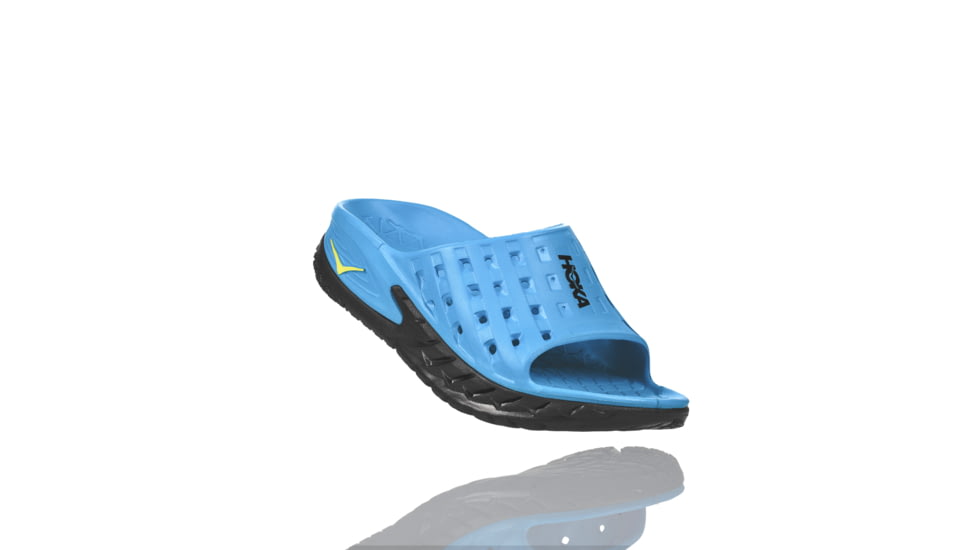 Hoka Men's Ora Recovery Flip Sandal, Black/Process Blue, 10 US, 1018352-BPSB-10