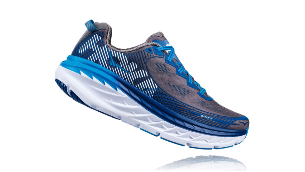 Hoka Mens Bondi 5 Road Running Shoe, Charcoal Gray/True Blue, 7 US, 1014757-CGTB-7