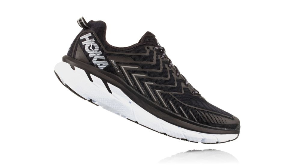 Hoka Mens Clifton 4 Road Running Shoe, Black/White, 7 US, 1016723-BWHT-7