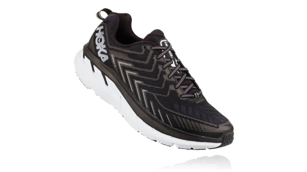 Hoka Mens Clifton 4 Road Running Shoe, Black/White, 7 US, 1016723-BWHT-7