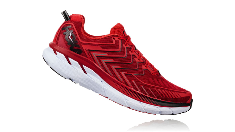Hoka Mens Clifton 4 Road Running Shoe, Haute Red/High Risk Red, 7 US, 1016723-HRHRR-7