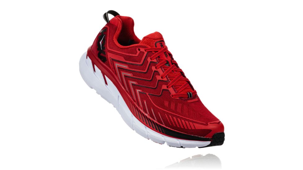Hoka Mens Clifton 4 Road Running Shoe, Haute Red/High Risk Red, 7 US, 1016723-HRHRR-7
