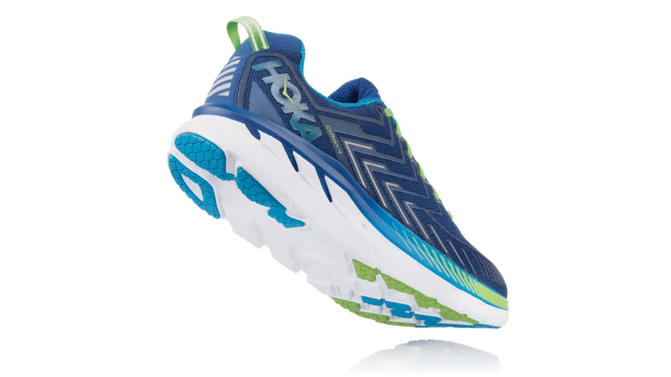 Hoka Mens Clifton 4 Road Running Shoe, True Blue/Jasmine Green, 7 US, 1016723-TBJGR-7