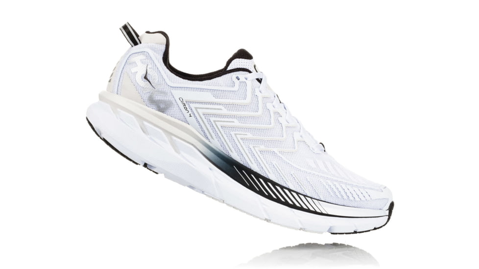 Hoka Mens Clifton 4 Road Running Shoe, White/Black, 14 US, 1016723-WBLC-14