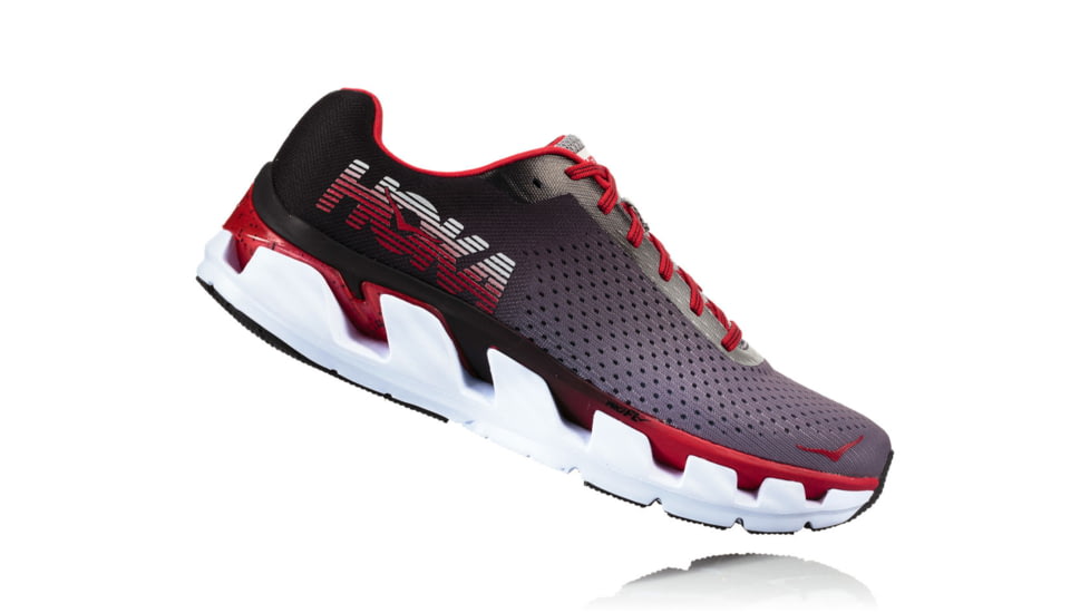 Hoka Mens Elevon Road Running Shoe, Black/Racing Red, 9.5 US, 1019267-BRNR-9.5