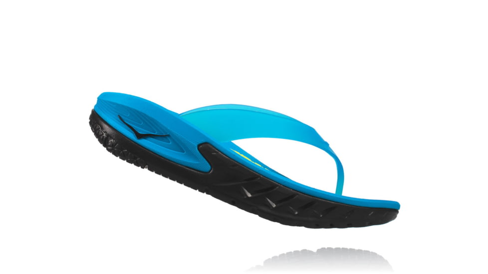 Hoka Mens Ora Recovery Flip Sandal, Black/Process Blue, 10 US, 1018352-BPSB-10