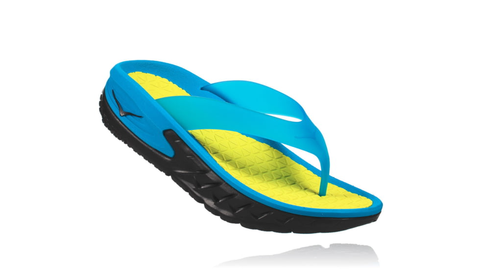 Hoka Mens Ora Recovery Flip Sandal, Black/Process Blue, 10 US, 1018352-BPSB-10