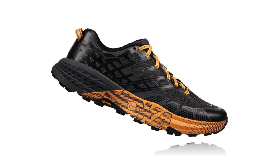 Hoka Mens Speedgoat 2 Trail Running Shoe, Black/Kumquat, 10.5 US, 1016795-BKMQ-10.5