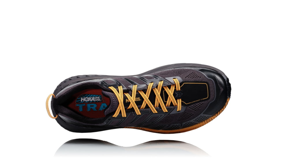 Hoka Mens Speedgoat 2 Trail Running Shoe, Black/Kumquat, 10.5 US, 1016795-BKMQ-10.5