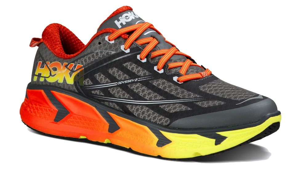 Hoka Odyssey 2 Road Running Shoe - Men's-Grey/Orange-Medium-11.5