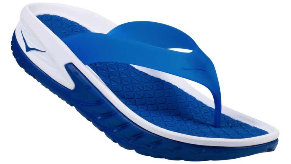 Hoka Ora Recovery Flip Sandal - Men's-White/True Blue-Medium-7