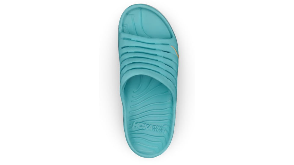 Hoka Ora Recovery Slide Shoes - Mens, Aquarelle/Blazing Orange, 11, 1099673-ABOR-11