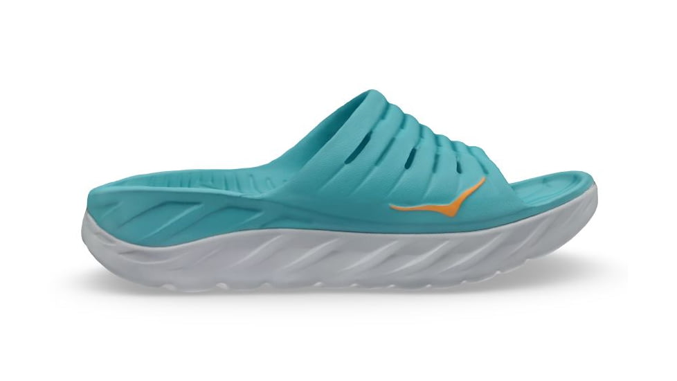 Hoka Ora Recovery Slide Shoes - Mens, Aquarelle/Blazing Orange, 11, 1099673-ABOR-11