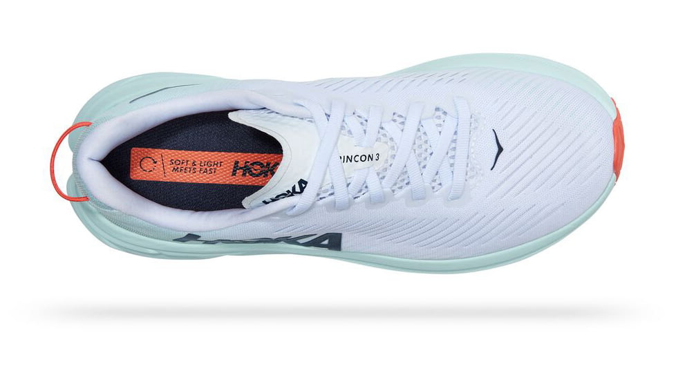 Hoka Rincon 3 Road Running Shoes - Womens, White / Blue Glass, 7.5B, 1119396-WBGL-07.5B