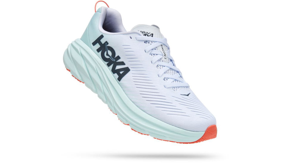 Hoka Rincon 3 Road Running Shoes - Womens, White / Blue Glass, 7.5B, 1119396-WBGL-07.5B