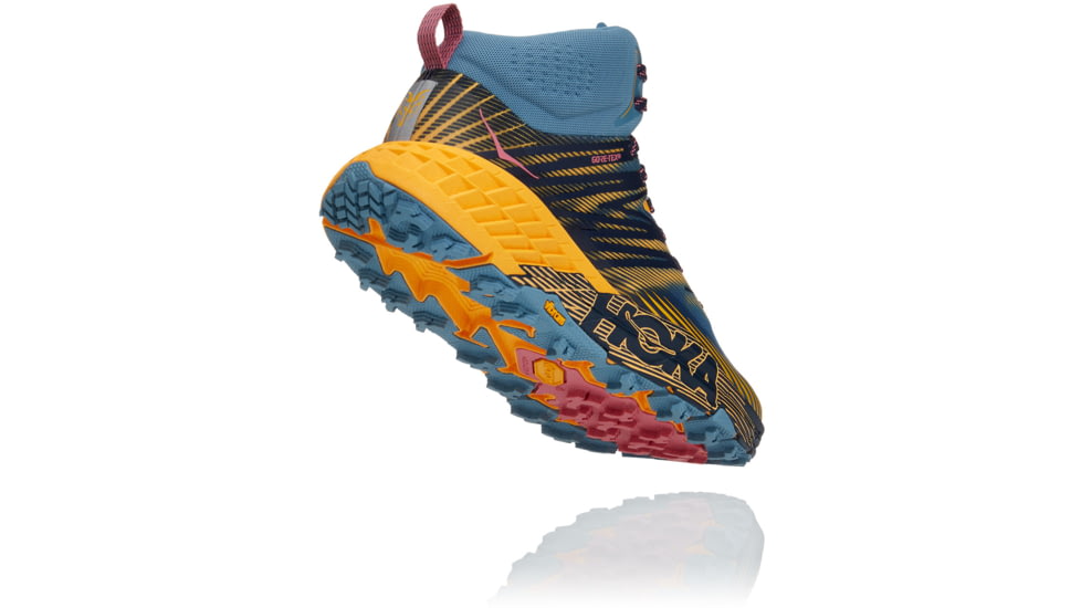 Hoka Speedgoat 2 Mid GTX Hiking Shoes - Womens, Provincial Blue / Saffron, 8, 1106533-PBSF-08