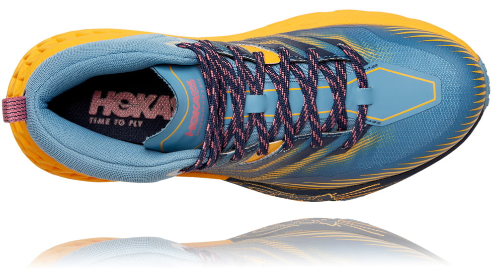 Hoka Speedgoat 2 Mid GTX Hiking Shoes - Womens, Provincial Blue / Saffron, 8, 1106533-PBSF-08