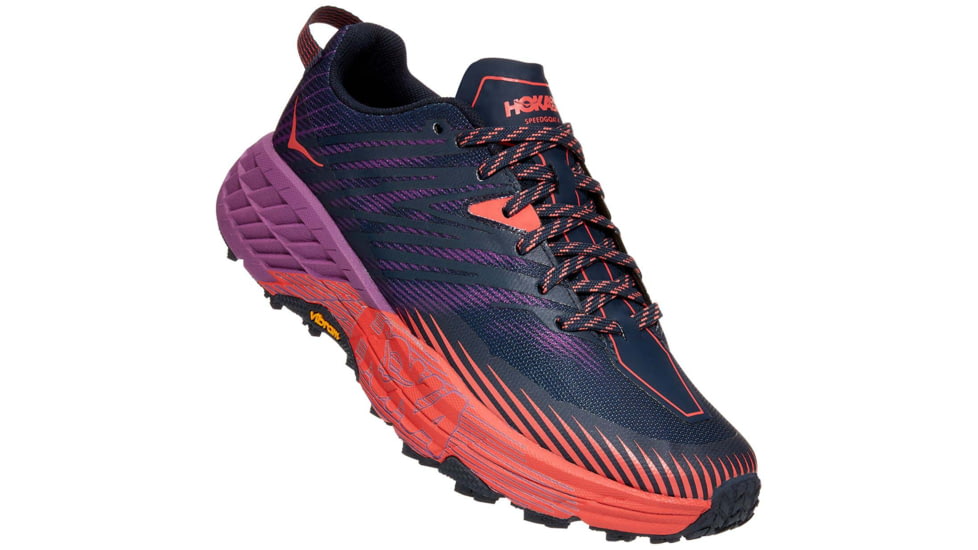 Hoka Speedgoat 4 Trailrunning Shoes - Womens, Outer Space/Hot Coral, 9, Regular, 1106527-OSHC-09