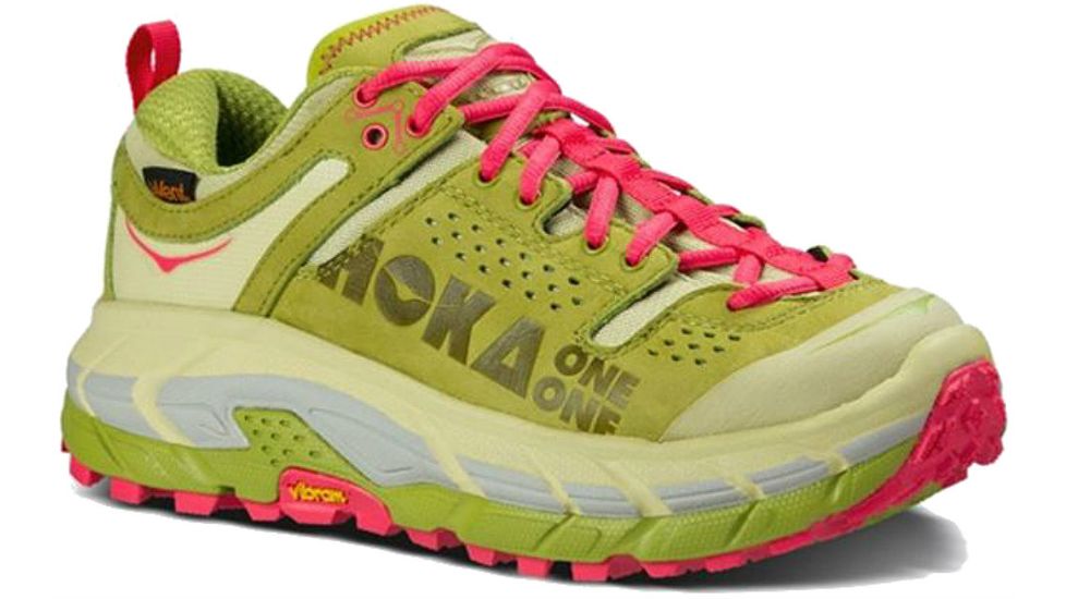 Hoka Tor Ultra Low Waterproof Hiking Shoe - Women's-Olive Green/Paradise Pink-Medium-6.5