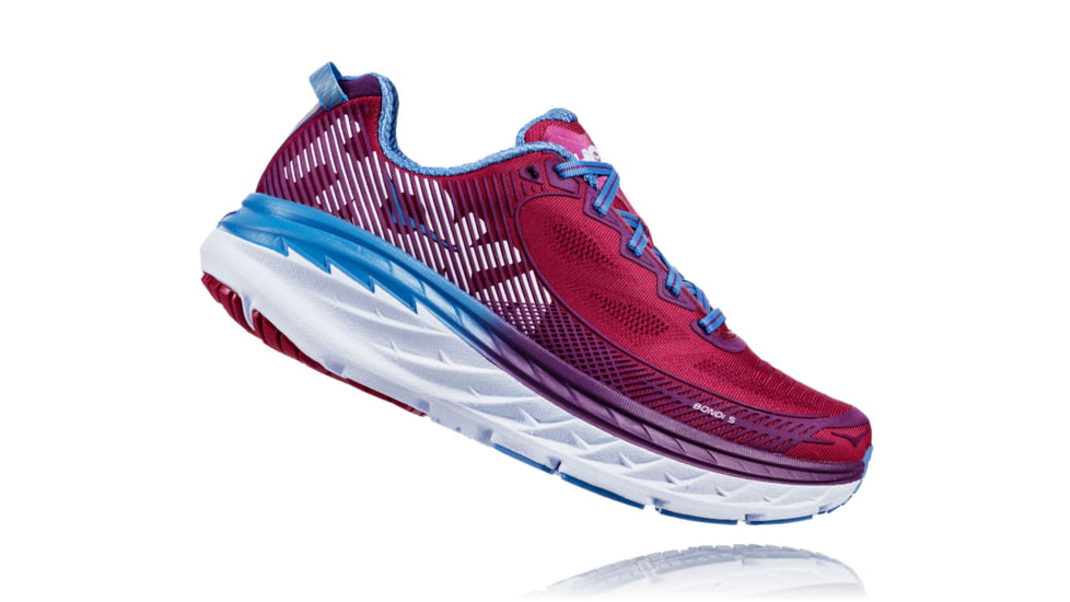 Hoka Womens Bondi 5 Road Running Shoe, Cherries Jubilee/Purple Passion, 6.5 US, 1014759-CJPP-6.5