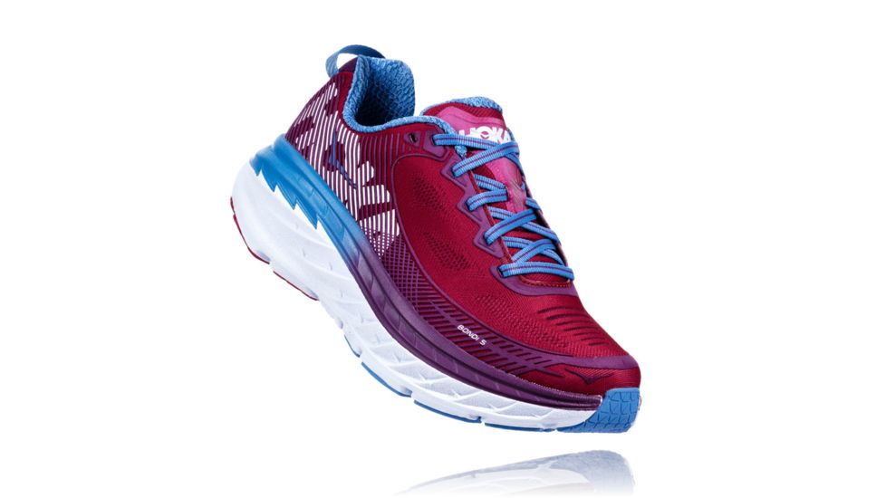 Hoka Womens Bondi 5 Road Running Shoe, Cherries Jubilee/Purple Passion, 6.5 US, 1014759-CJPP-6.5