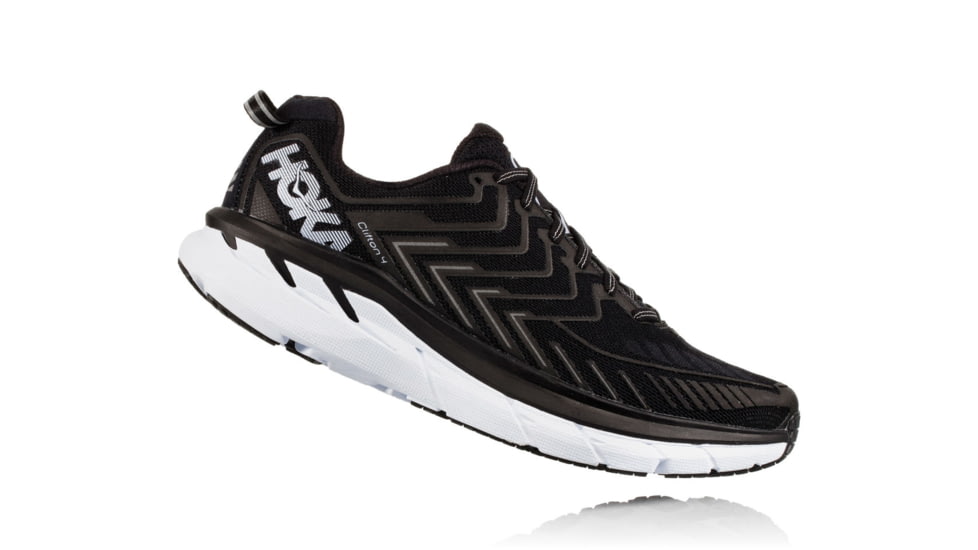 Hoka Womens Clifton 4 Road Running Shoe, Black/White, 7.5 US, 1016724-BWHT-7.5