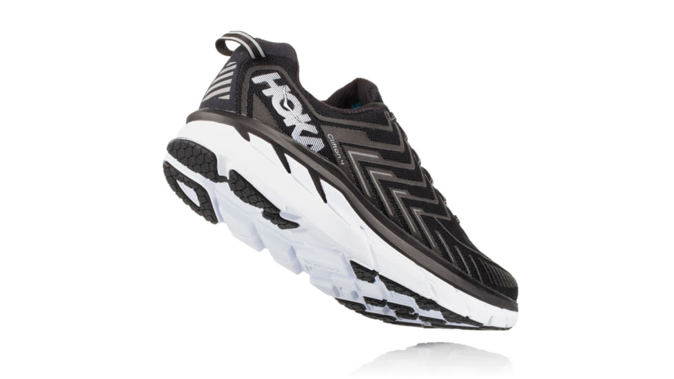 Hoka Womens Clifton 4 Road Running Shoe, Black/White, 7.5 US, 1016724-BWHT-7.5
