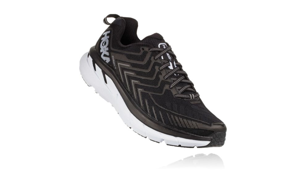 Hoka Womens Clifton 4 Road Running Shoe, Black/White, 7.5 US, 1016724-BWHT-7.5
