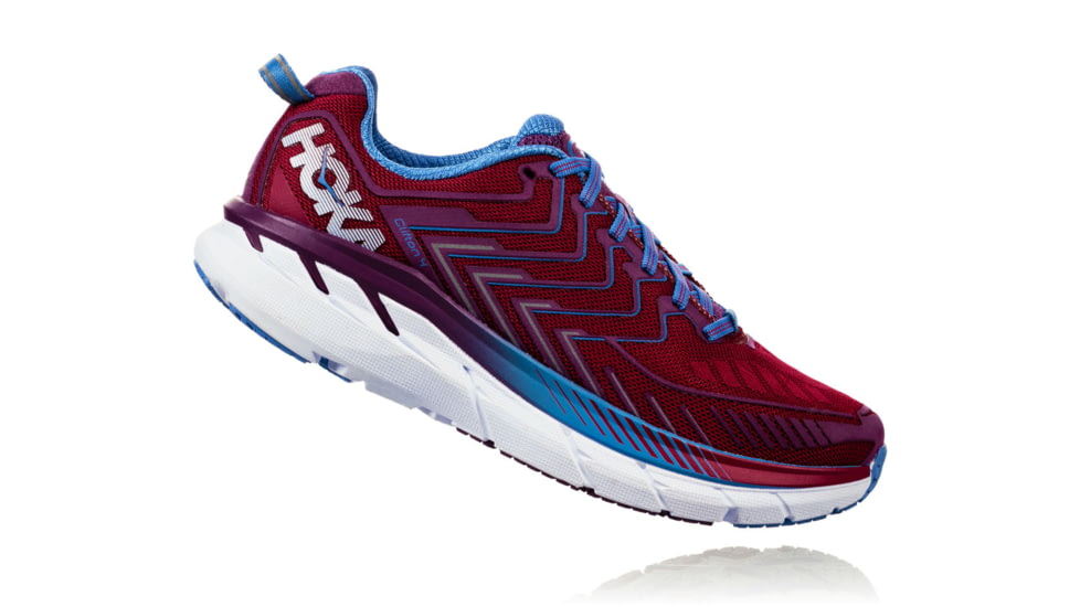 Hoka Womens Clifton 4 Road Running Shoe, Cherries Jubilee/Purple Passion, 5 US, 1016724-CJPP-5