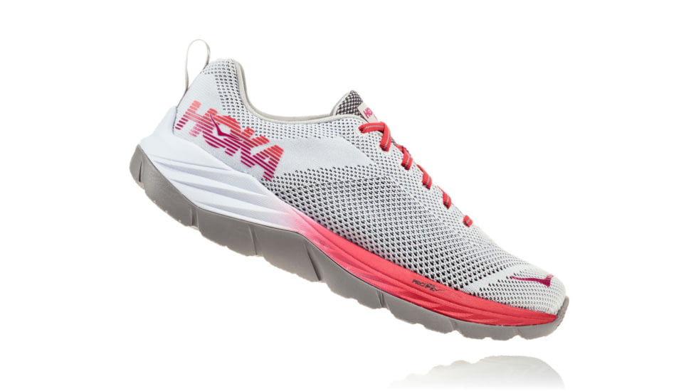 Hoka Womens Mach Road Running Shoe, White/Hibiscus, 6 US, 1019280-WHHB-6
