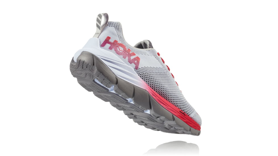 Hoka Womens Mach Road Running Shoe, White/Hibiscus, 6 US, 1019280-WHHB-6