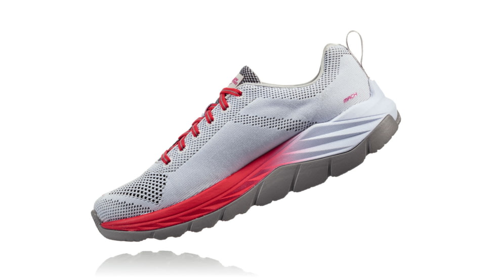 Hoka Womens Mach Road Running Shoe, White/Hibiscus, 6 US, 1019280-WHHB-6