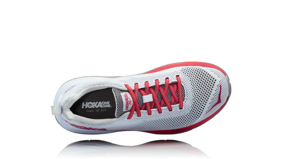 Hoka Womens Mach Road Running Shoe, White/Hibiscus, 6 US, 1019280-WHHB-6