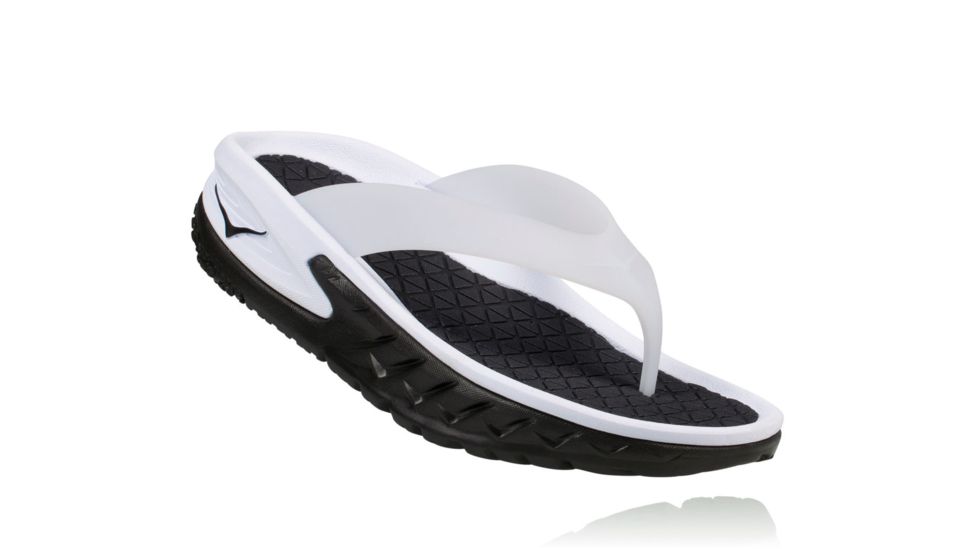 Hoka Womens Ora Recovery Flip Sandal, Black/White, 5 US, 1018353-BWHT-5