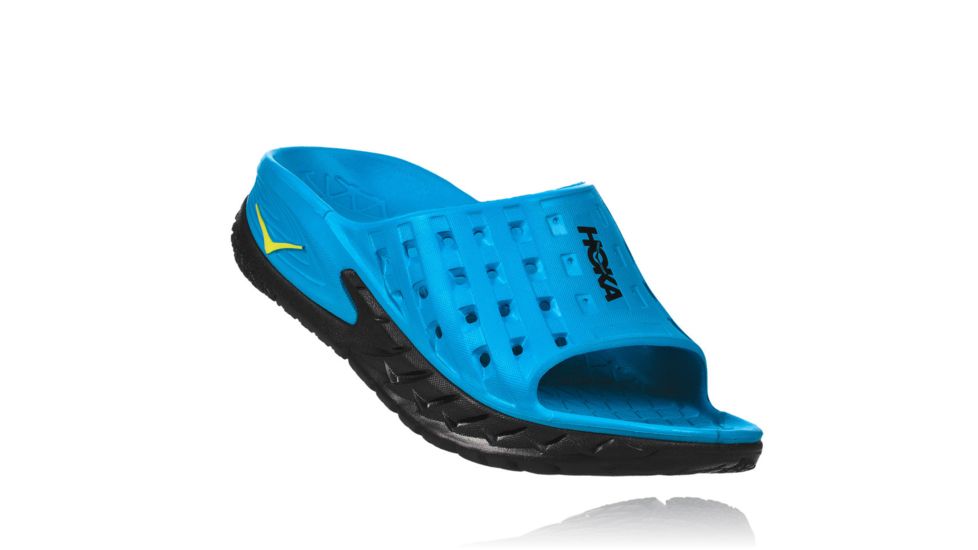 Hoka Womens Ora Recovery Slide Sandal, Black/Process Blue, 8 US, 1014865-BPSB-8