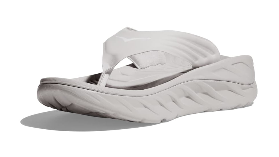 Hoka Ora Recovery Flip Sandal - Mens, Lunar Rock/White, 09, 1099675-LRWH-09