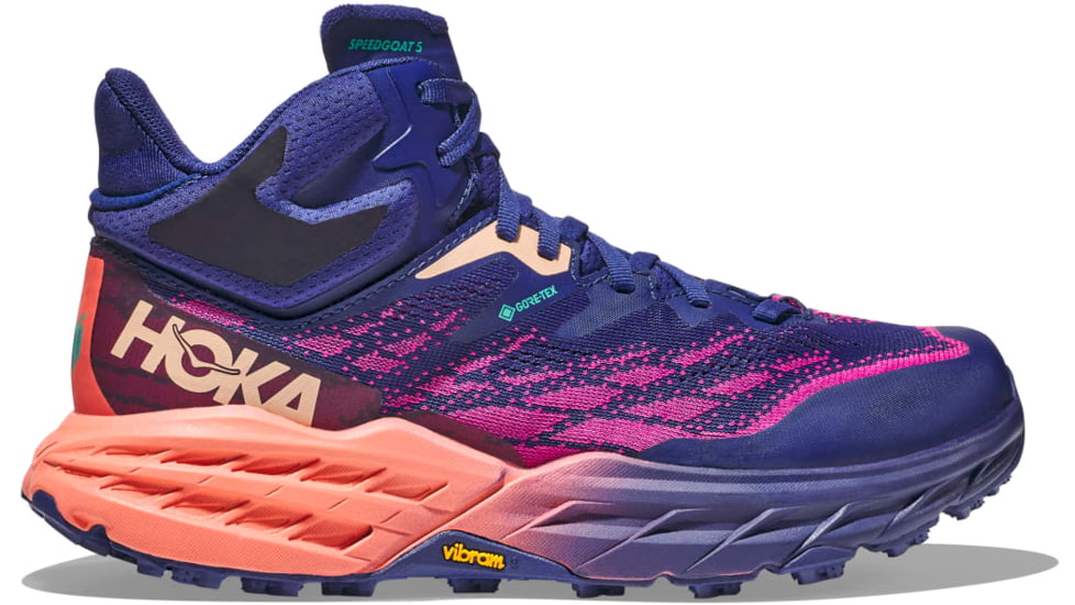 Hoka Speedgoat 5 Mid GTX Hiking Shoes - Womens, Bellwether Blue / Camellia, 08B, 1127919-BBCML-08B