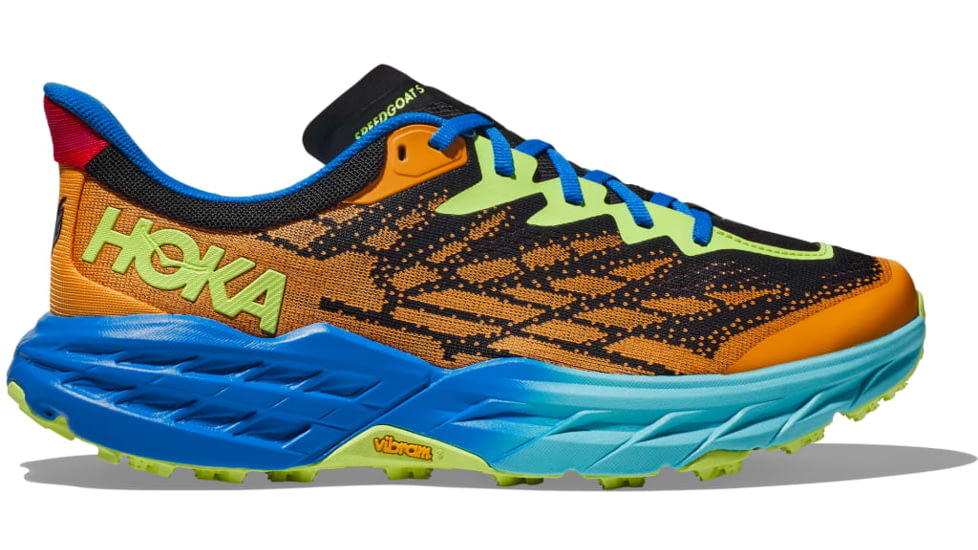 Hoka Speedgoat 5 Trailrunning Shoes - Mens, Solar Flare/Diva Blue, 10.5 D, 1123157-SDV-10.5D