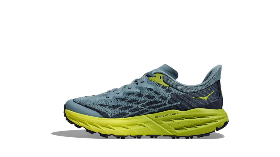 Hoka Speedgoat 5 Trailrunning Shoes - Mens, Stone Blue/Dark Citron, 7.5D, 1123157-SBDCT-07.5D