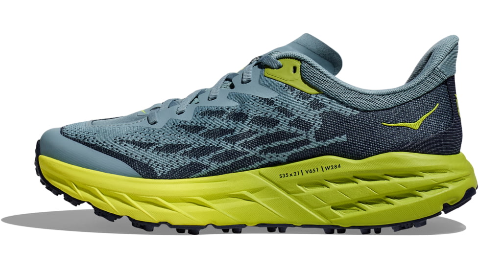 Hoka Speedgoat 5 Wide Trailrunning Shoes - Mens, Stone Blue/Dark Citron, 8.5EE, 1123159-SBDCT-08.5EE