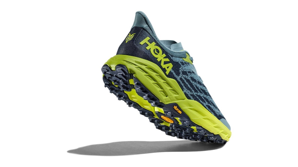 Hoka Speedgoat 5 Wide Trailrunning Shoes - Mens, Stone Blue/Dark Citron, 8.5EE, 1123159-SBDCT-08.5EE