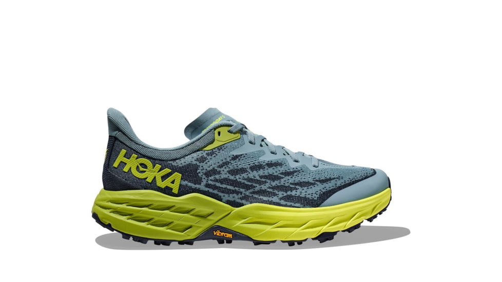Hoka Speedgoat 5 Wide Trailrunning Shoes - Mens, Stone Blue/Dark Citron, 14EE, 1123159-SBDCT-14EE