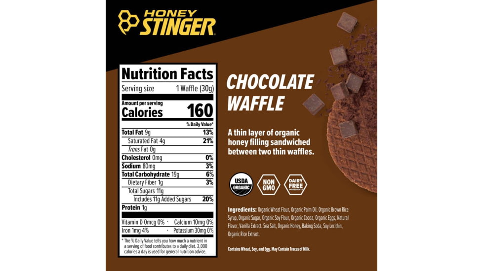 Honey Stinger Chocolate Waffle, 1 oz Pack, 74312