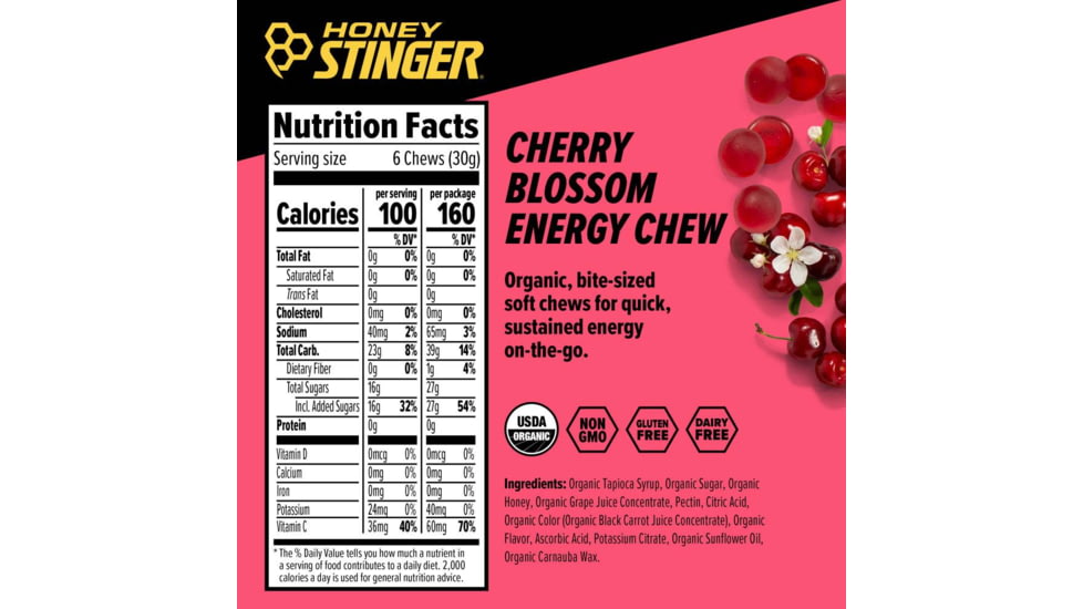 Honey Stinger Energy Chews, Cherry Blossom, 1.8oz Bag, 72119