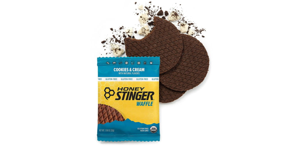 Honey Stinger Gluten Free Organic Waffle, Cookies &amp; Cream, 1 oz Pack, 76112