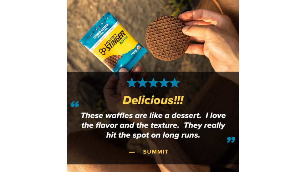 Honey Stinger Gluten Free Organic Waffle, Cookies &amp; Cream, 1 oz Pack, 76112