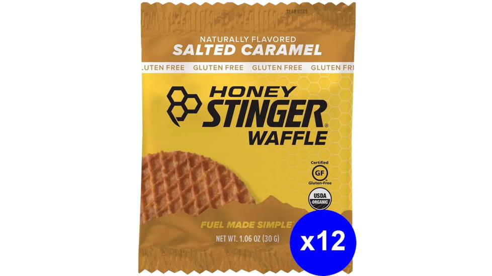 Honey Stinger Gluten Free Organic Waffle, Salted Caramel -1 oz Packet/12 Count Box, 12 Pack