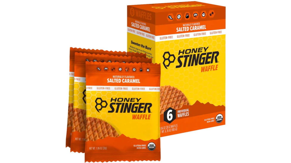 Honey Stinger Gluten Free Organic Waffle, Salted Caramel -1 oz Packet/6 Count Box, 80306